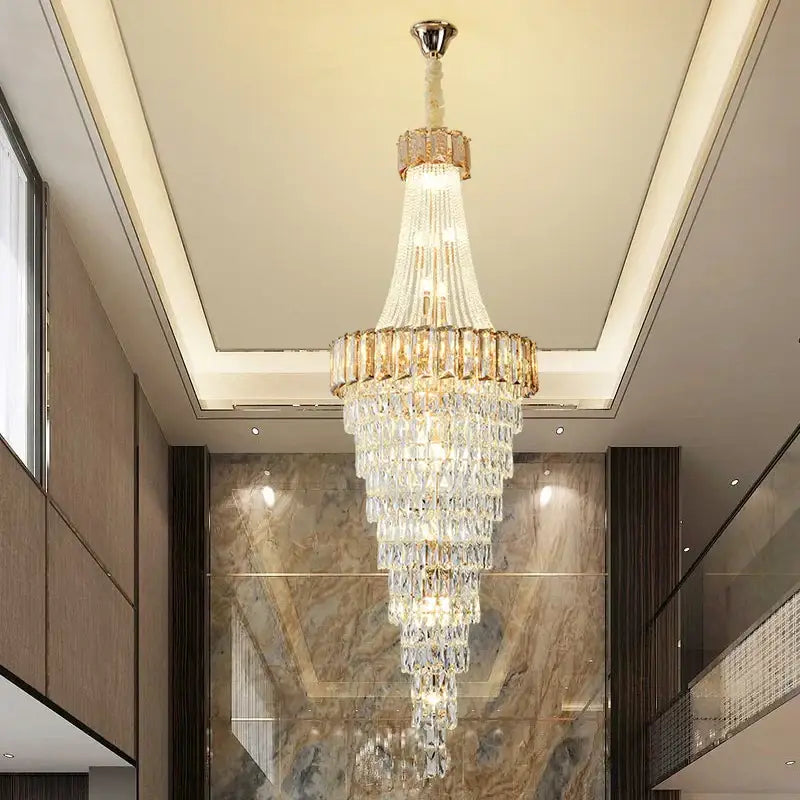 Gold Spiral Living Chandelier Amber Smoke