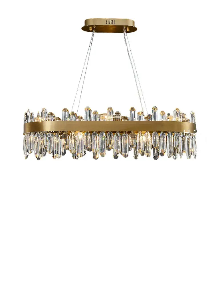 Gold Oval Crystal Chandelier With Dimmable Light