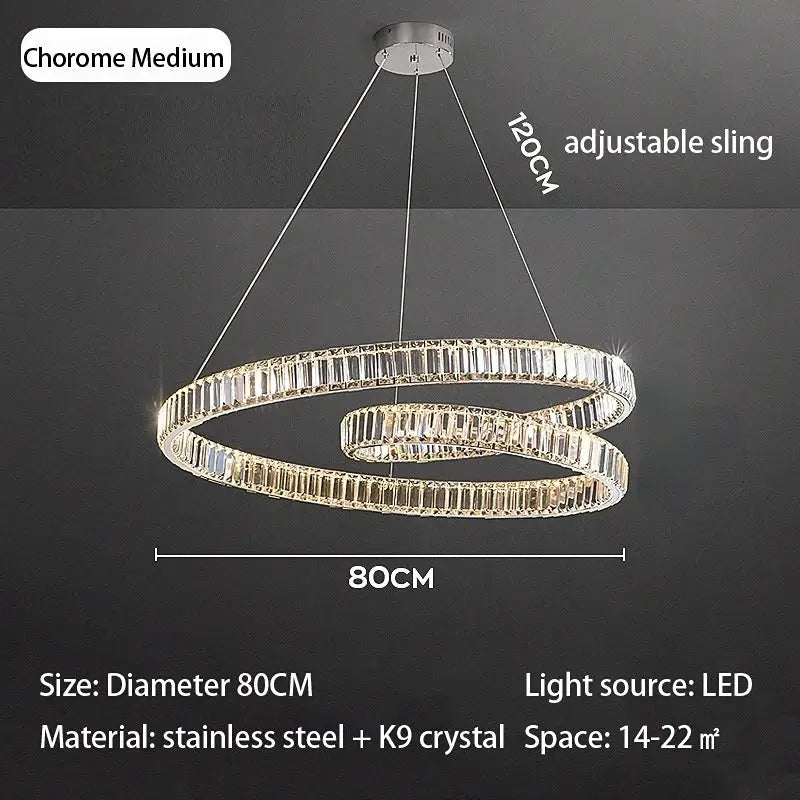 Gold Crystal Ring Chandelier Remote Dimming