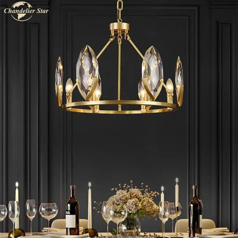 Gold Circular Crystal Ceiling Light