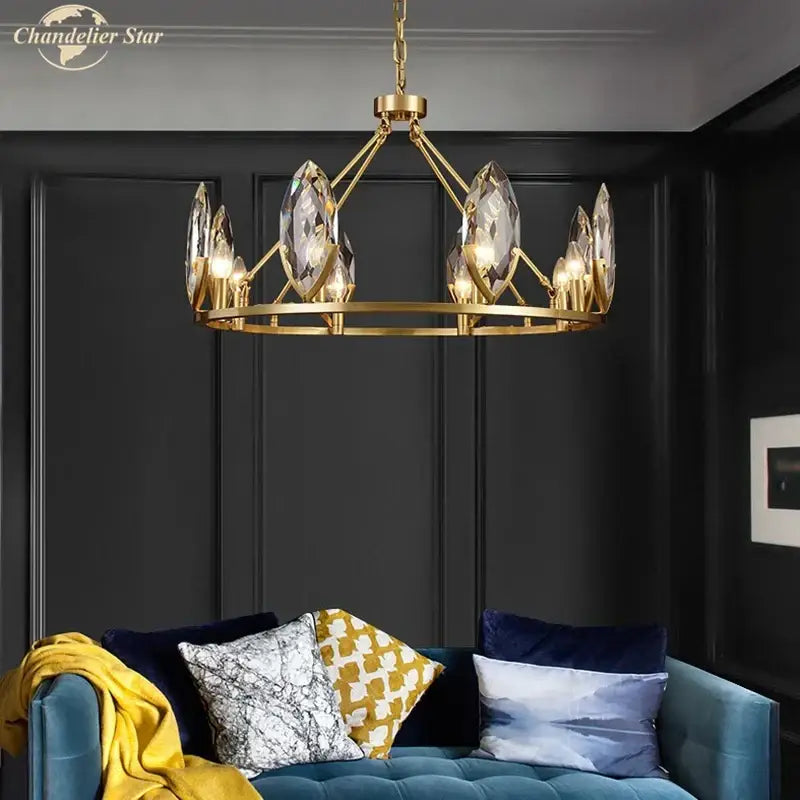 Gold Circular Crystal Ceiling Light