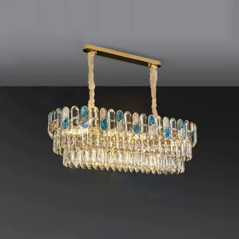 Gold Blue Crystal LED Chandelier For Living Room