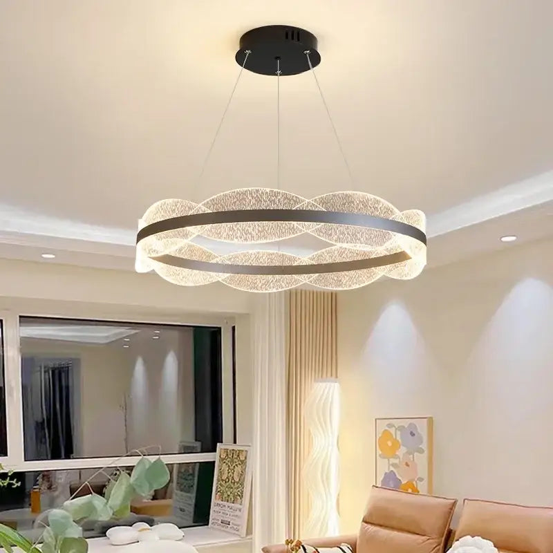 Black Gold Crystal LED Pendant
