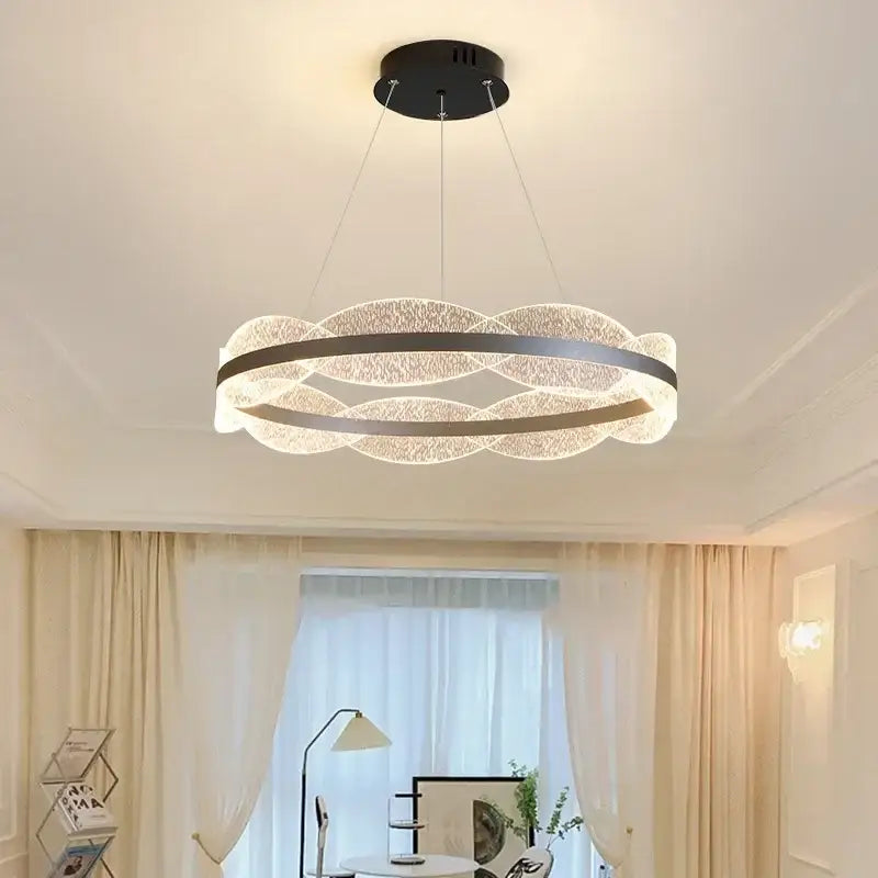 Black Gold Crystal LED Pendant