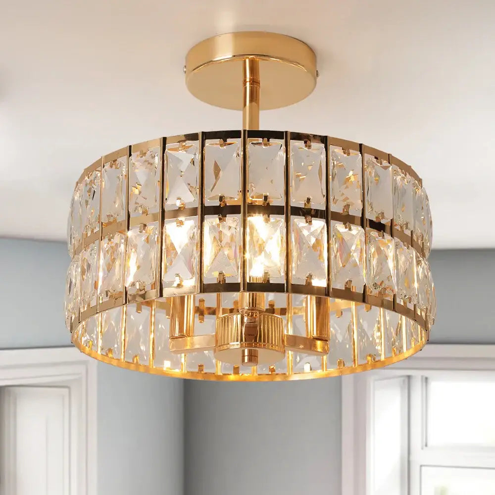 Gold Crystal LED Pendant Small Black Gold