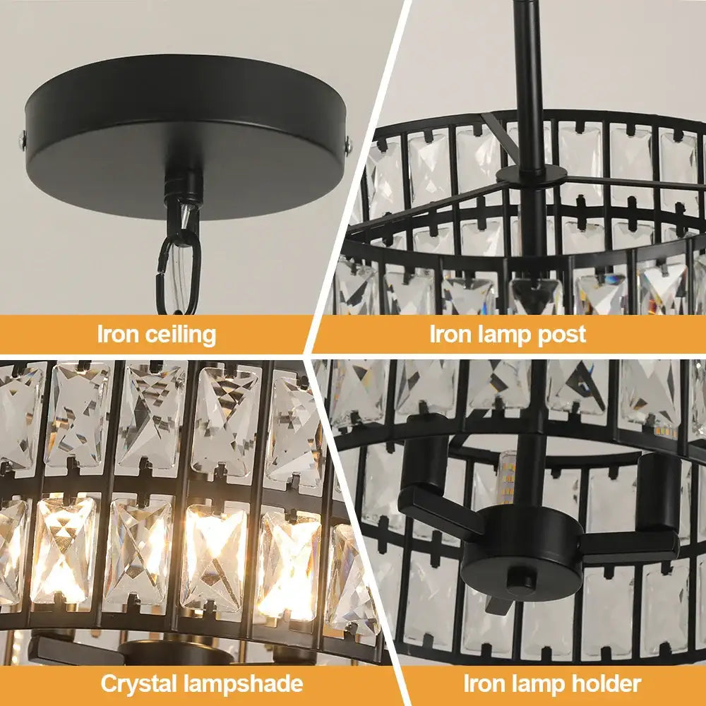 Gold Crystal LED Pendant Small Black Gold