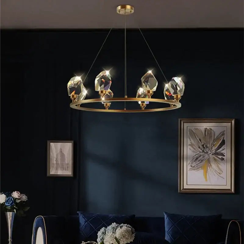 Gold Crystal LED Pendant Nordic Design