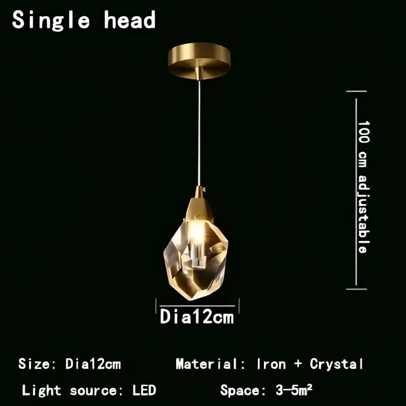Gold Crystal LED Pendant Nordic Design