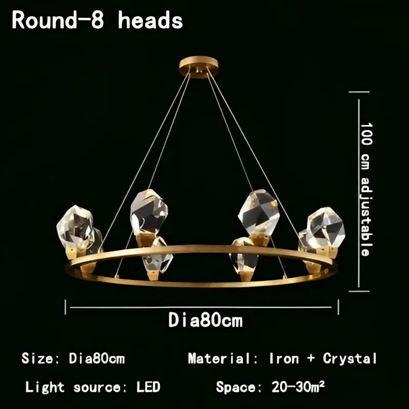 Gold Crystal LED Pendant Nordic Design