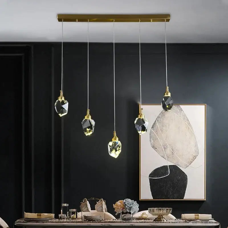 Gold Crystal LED Pendant Nordic Design