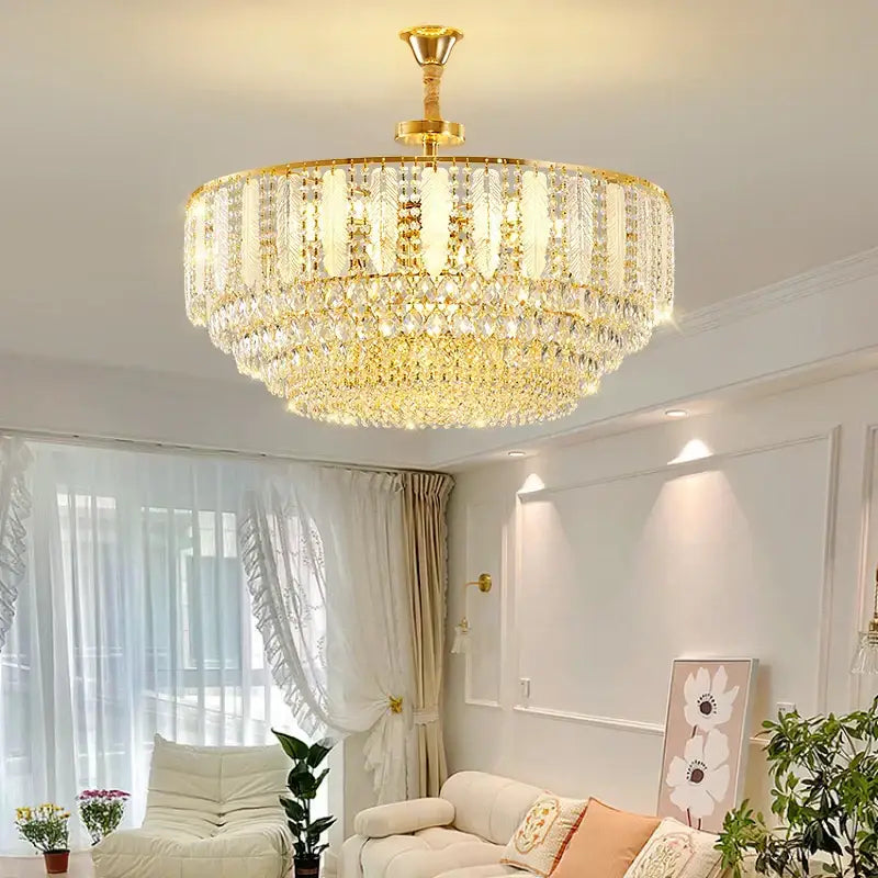 Gold Crystal Dining Chandelier Three Colours