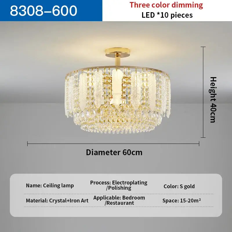 Gold Crystal Dining Chandelier Three Colours
