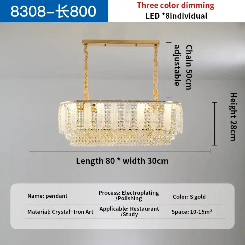 Gold Crystal Dining Chandelier Three Colours
