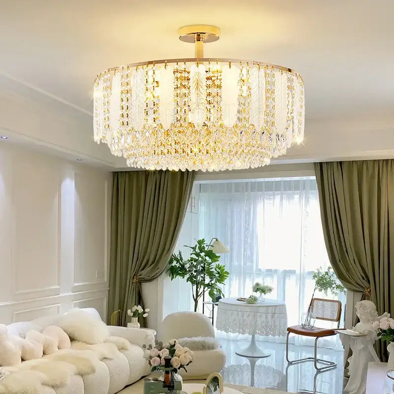 Gold Crystal Dining Chandelier Three Colours
