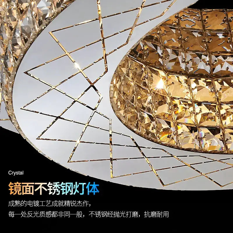 Gold Crystal Tiered Light Post-Modern Design