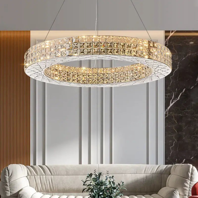 Gold Crystal Tiered Light Post-Modern Design