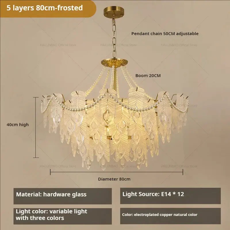 Gold Green Crystal Chandelier Light