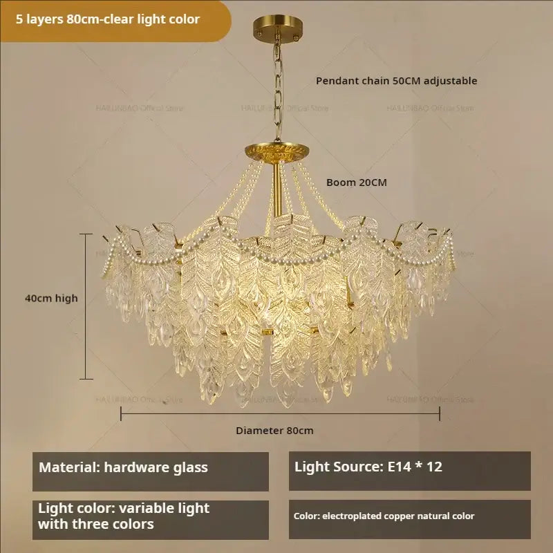 Gold Green Crystal Chandelier Light