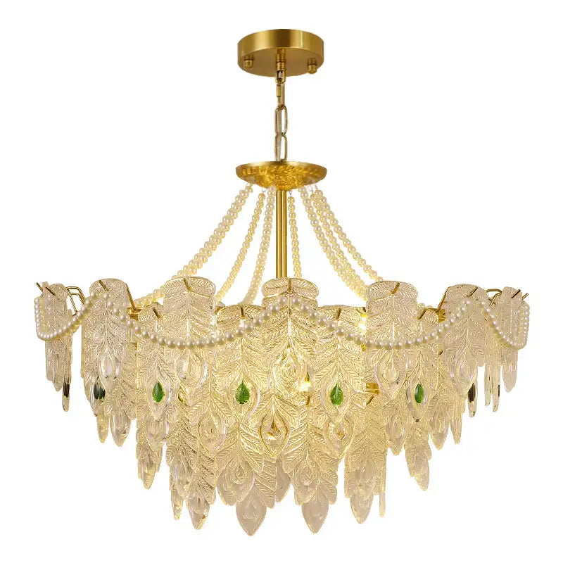 Gold Green Crystal Chandelier Light