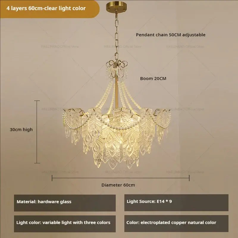 Gold Green Crystal Chandelier Light