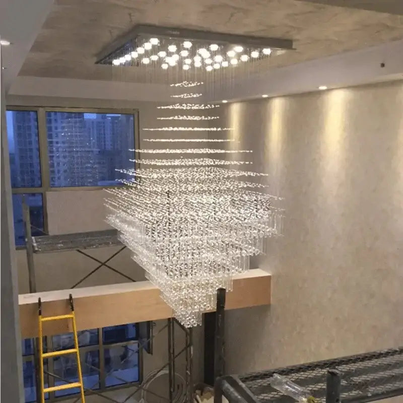 Crystal Tiered Chandelier For Grand Lobby
