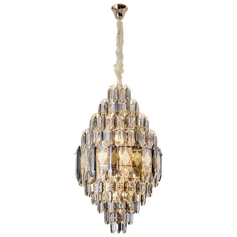 Gold Multi-Tier K9 Crystal Chandelier