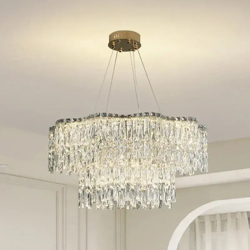 Gold Wave Crystal Chandelier Fluid Design