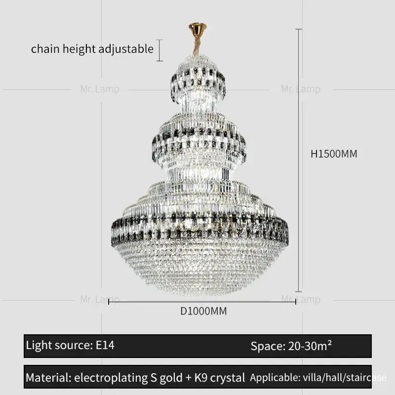 Gold Crystal Chandelier Grand Statement Piece