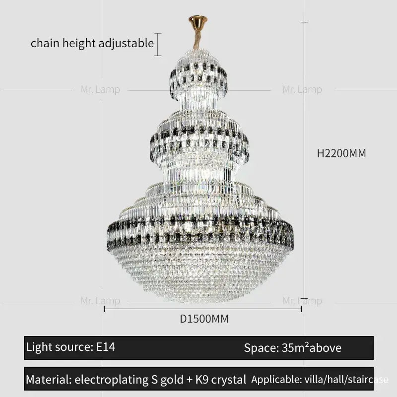 Gold Crystal Chandelier Grand Statement Piece