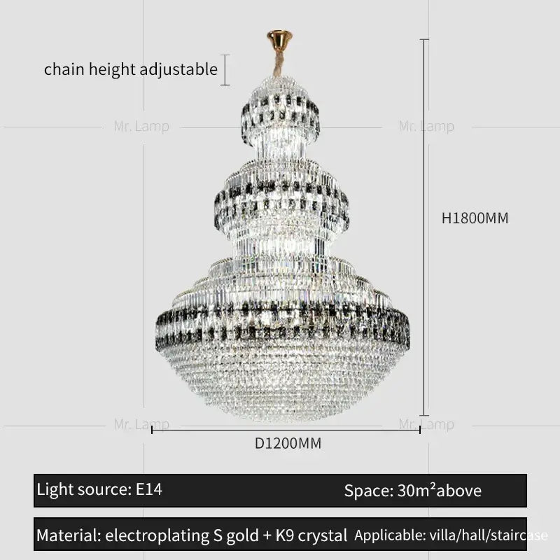 Gold Crystal Chandelier Grand Statement Piece