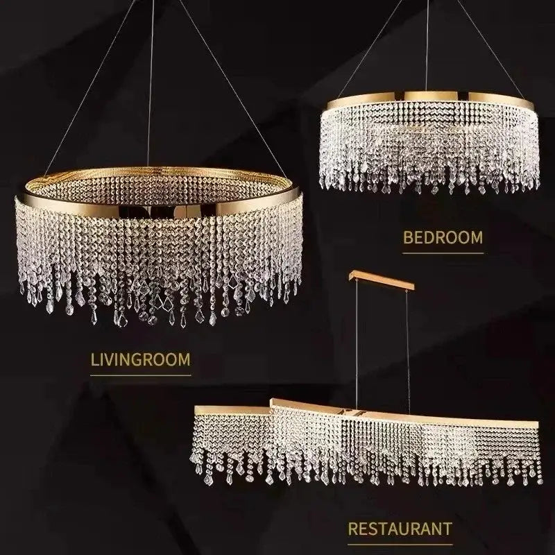 Gold Crystal Luxury Chandelier Remote Dimmable