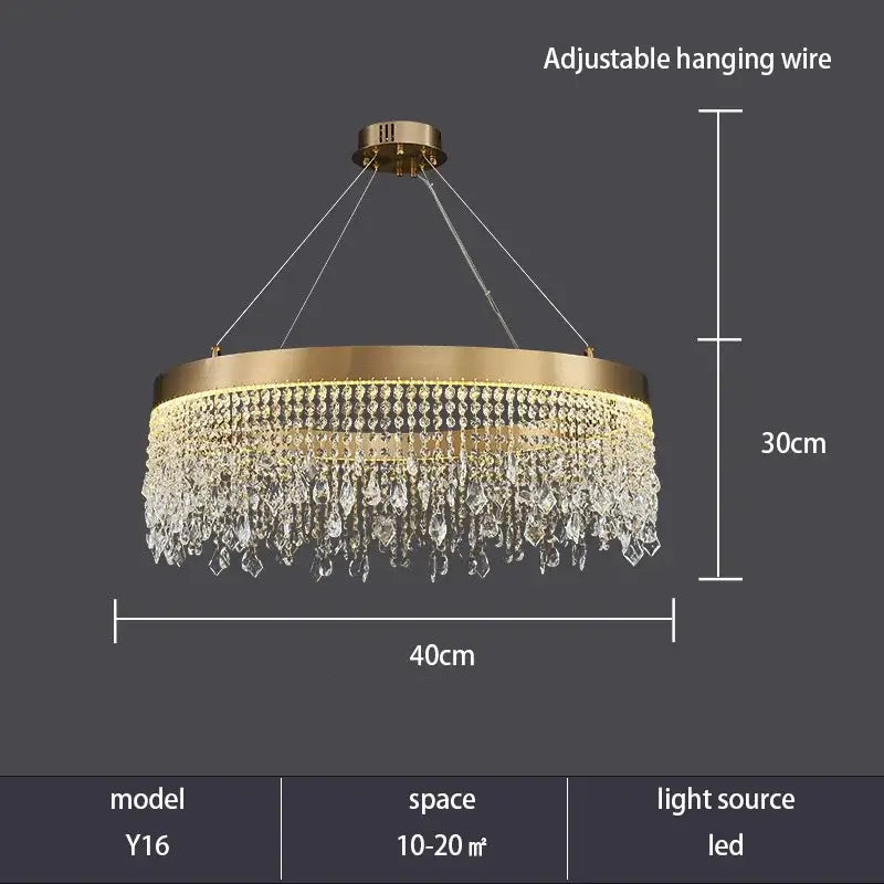 Gold Crystal Luxury Chandelier Remote Dimmable