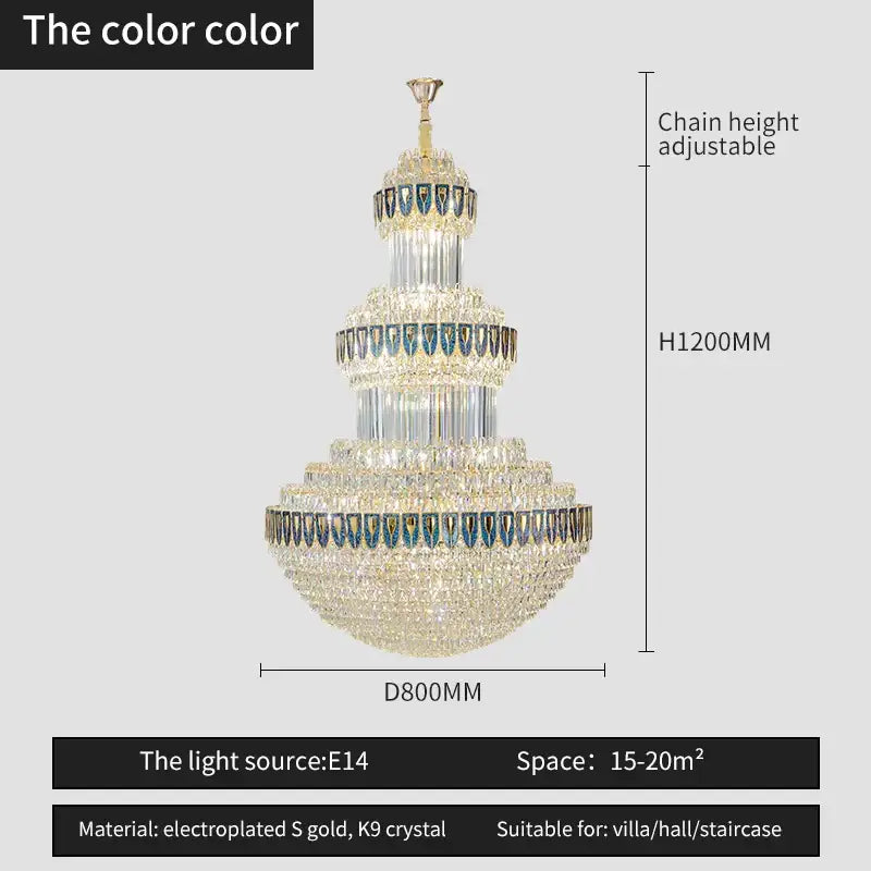 Gold Crystal Villa Chandelier For Hotels