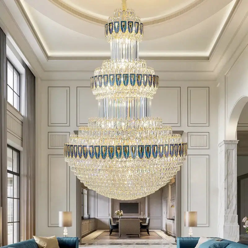 Gold Crystal Villa Chandelier For Hotels