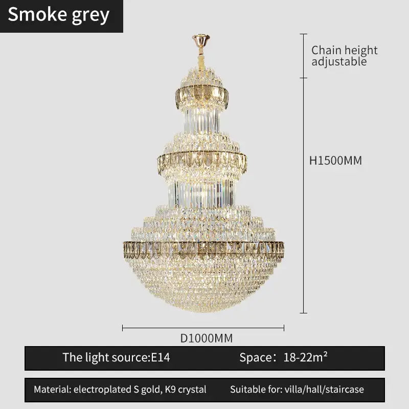 Gold Crystal Villa Chandelier For Hotels