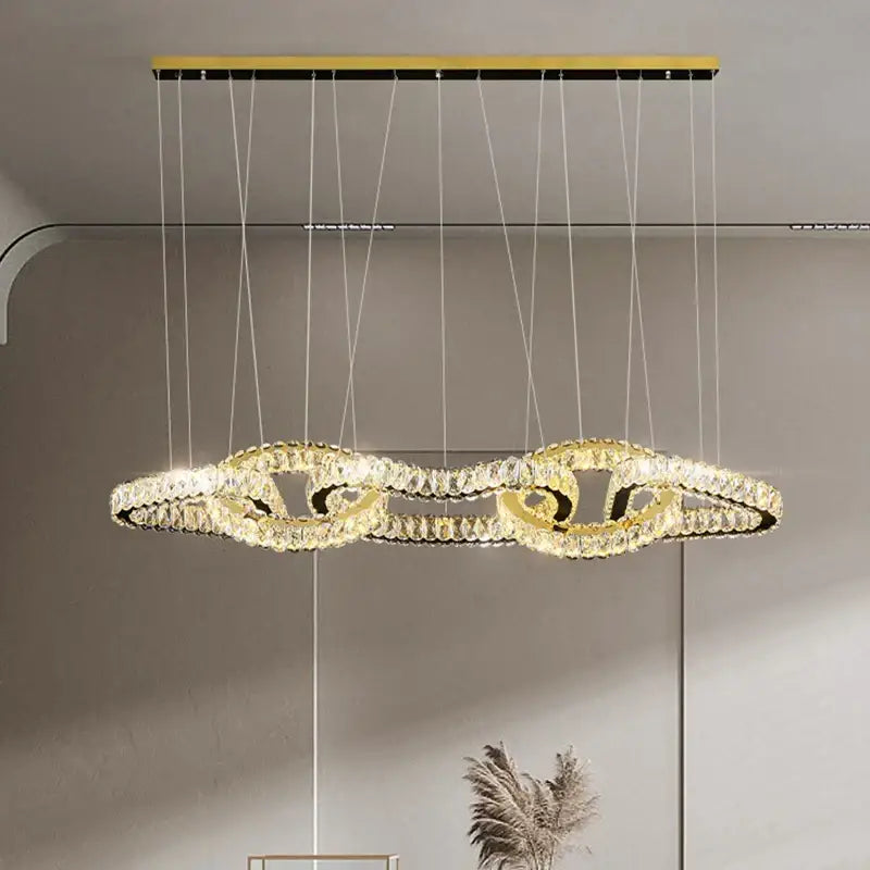 Silver Crystal Pendant Light Adjustable Design