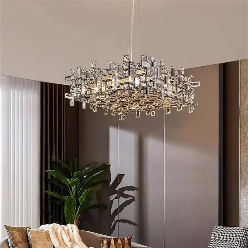 Gold Crystal Chandelier Titanium Gold Body