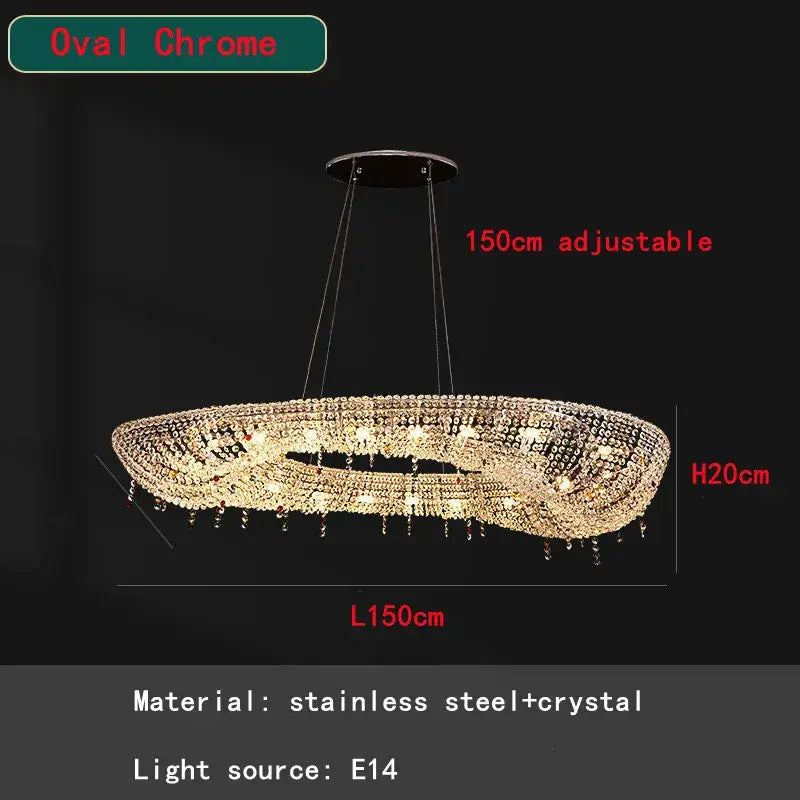 Red Crystal Oval Chandelier