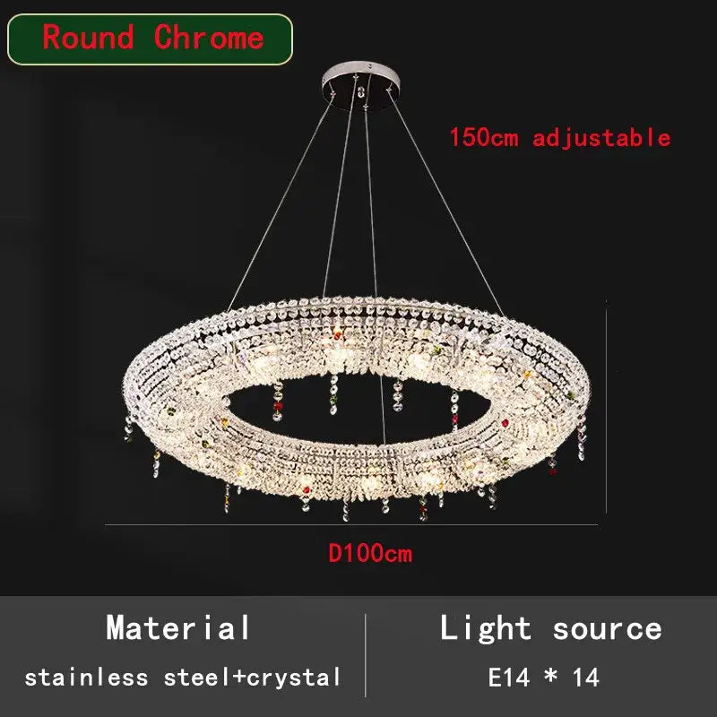Red Crystal Oval Chandelier