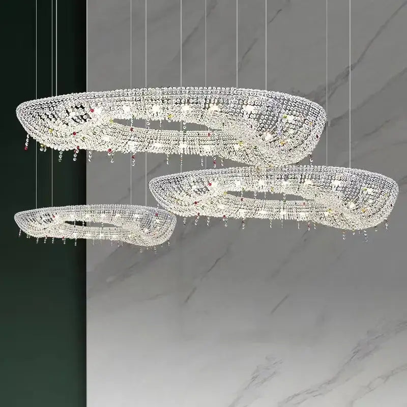 Red Crystal Oval Chandelier