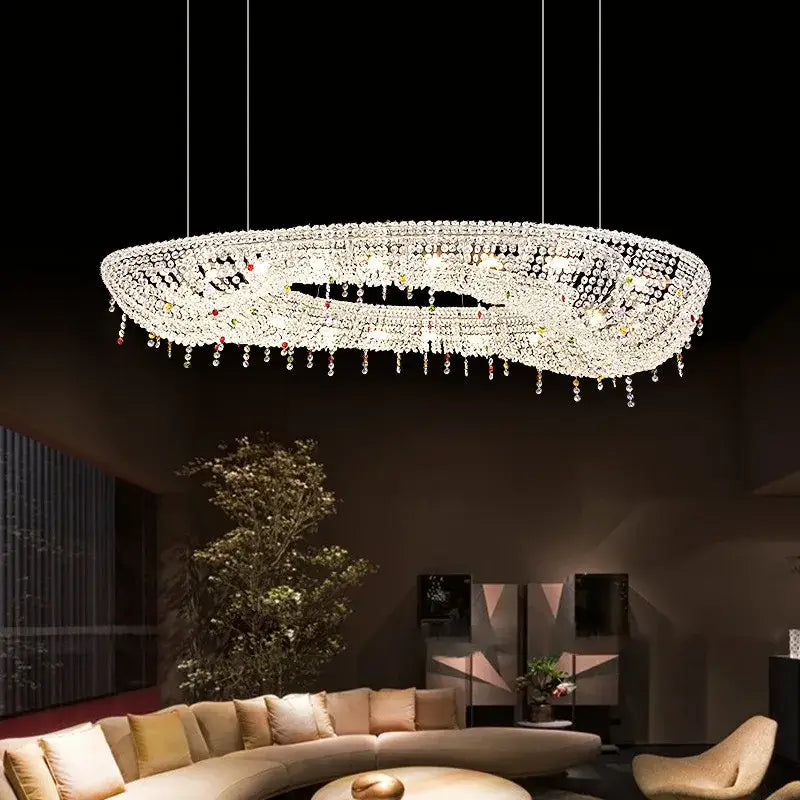 Red Crystal Oval Chandelier