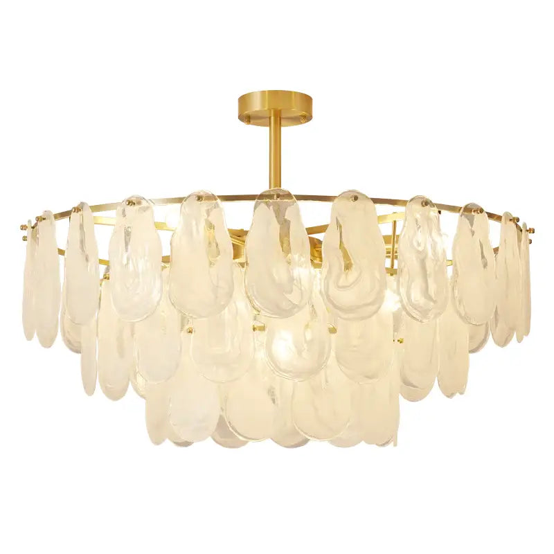 Brass Leaf Crystal Chandelier