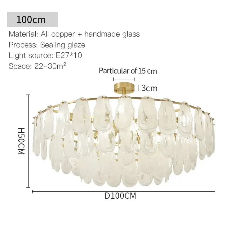Brass Leaf Crystal Chandelier