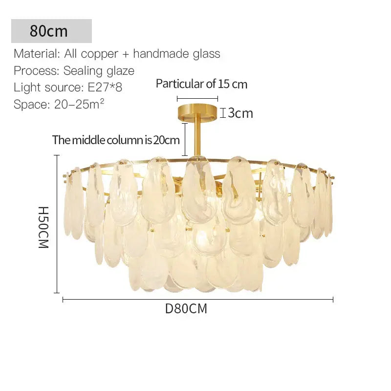 Brass Leaf Crystal Chandelier