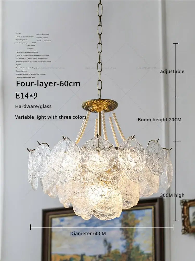 Gold Pearl Crystal Chandelier