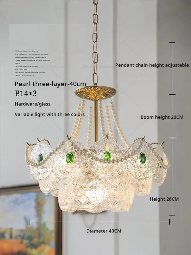 Gold Pearl Crystal Chandelier
