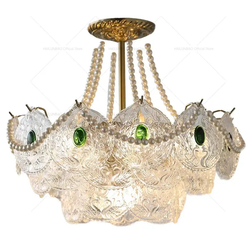Gold Pearl Crystal Chandelier