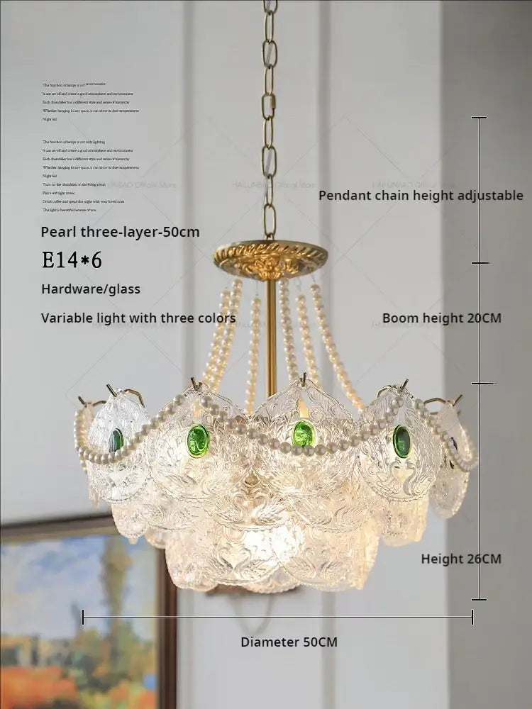 Gold Pearl Crystal Chandelier