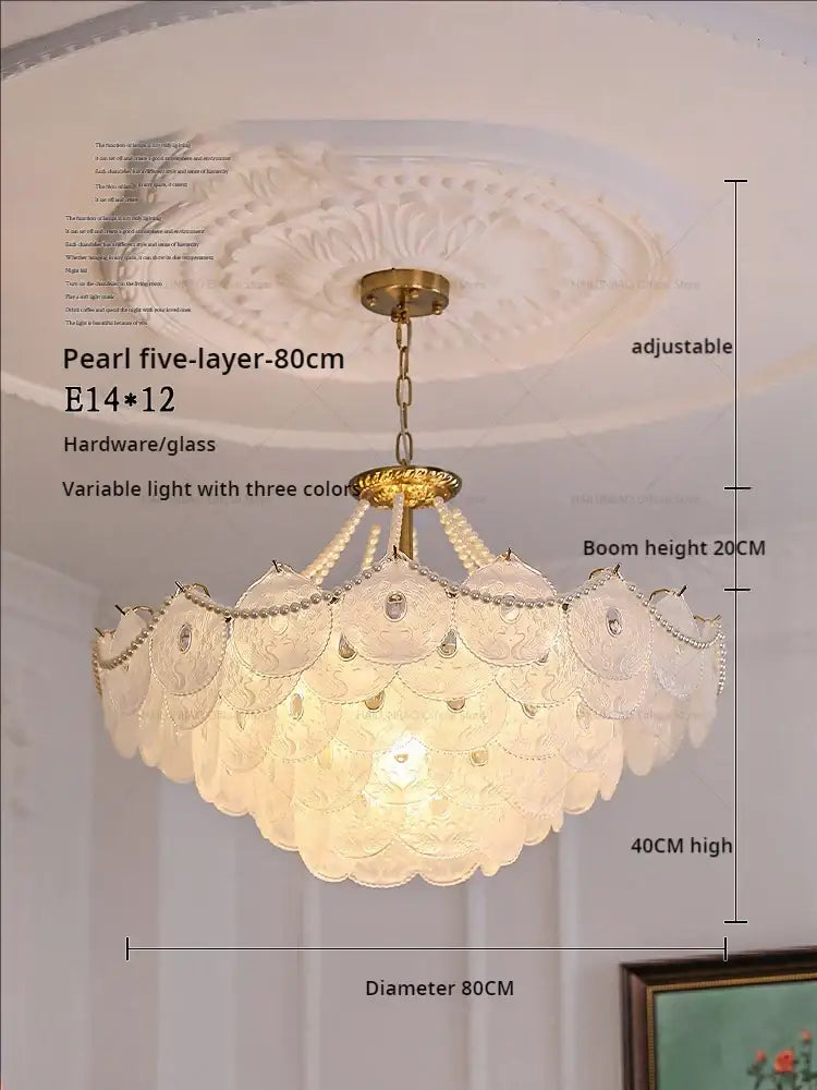 Gold Pearl Crystal Chandelier