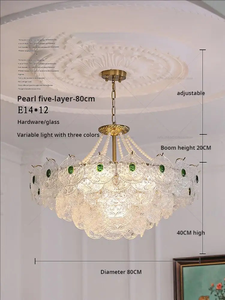 Gold Pearl Crystal Chandelier